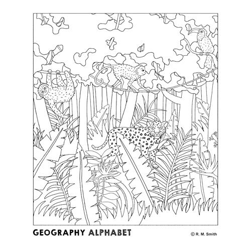 Geography Alphabet Coloring Jungle