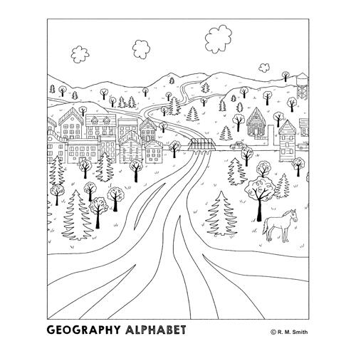 Geography Alphabet Coloring River